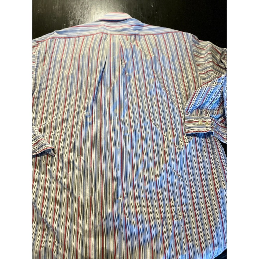 Ralph Lauren Yarmouth Mens Striped Button Down Shirt 17.5 32/33 Cotton - Picture 4 of 4